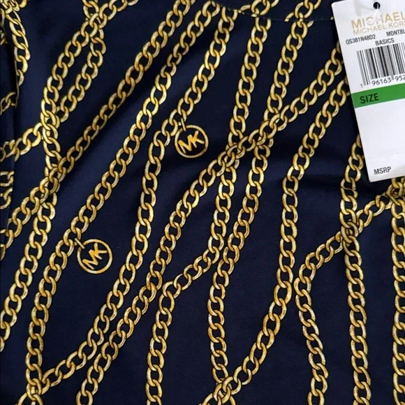 Michael Kors Navy and Gold Chain Pattern Dress - Picture 4 of 8